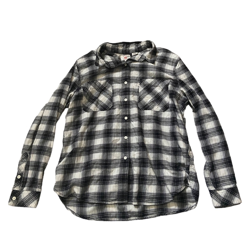 Womens Levis Black and White flannel boyfriend fit size Xtra Large